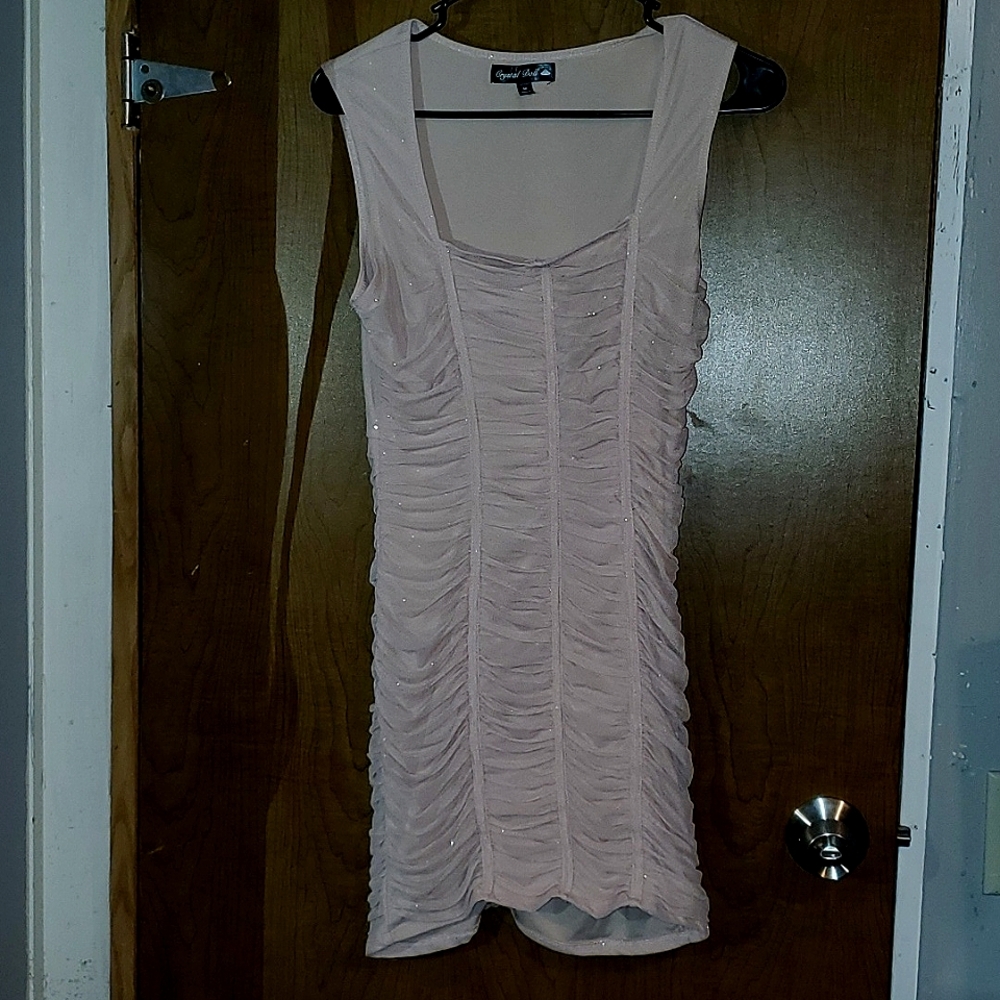 Light pink Crystal Doll bodycon short dress. Size medium.